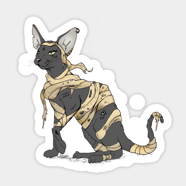 Egyptian Mummy Cat Sticker by Perryology101